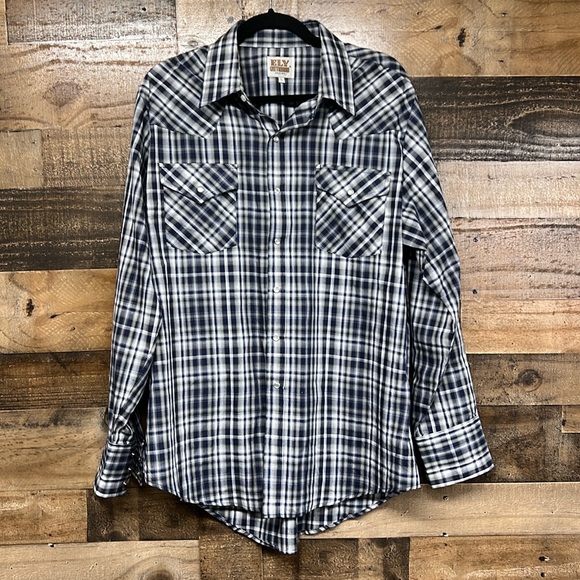 Ely Cattleman Plaid Pearl Snap Long Sleeve Shirt Men's Size‎ Large - Picture 1 of 5